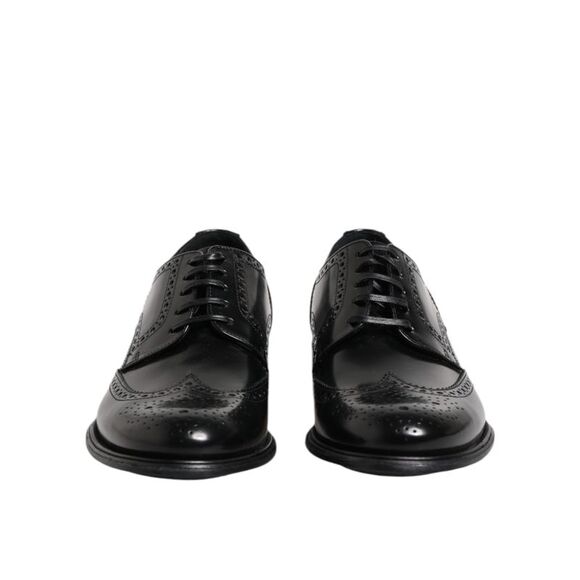 Dolce & Gabbana Black Leather Derby Wingtip Formal Men's Shoes